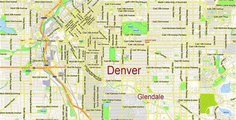 Denver Map Pdf Vector Colorado Us Exact City Plan Scale 157789 Full