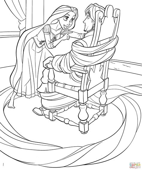 Disney Princess Coloring Pages Rapunzel and Flynn - BubaKids.com