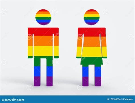 D Rendering Lgbt Rainbow Color On Male And Female Gender Icon Symbol Om White Background Stock