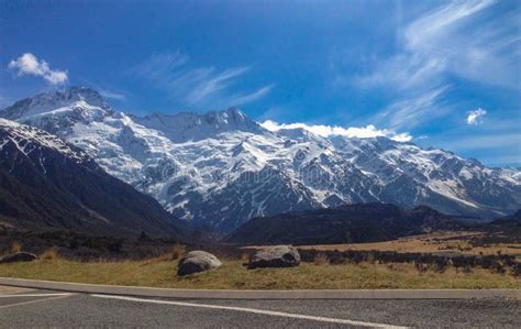 Mount Cook Covered In Snow On A Sunny Day South Island New Zealand