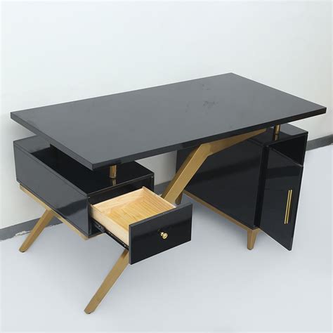 55 Ultra Modern Black Writing Desk Desk With Cabinet