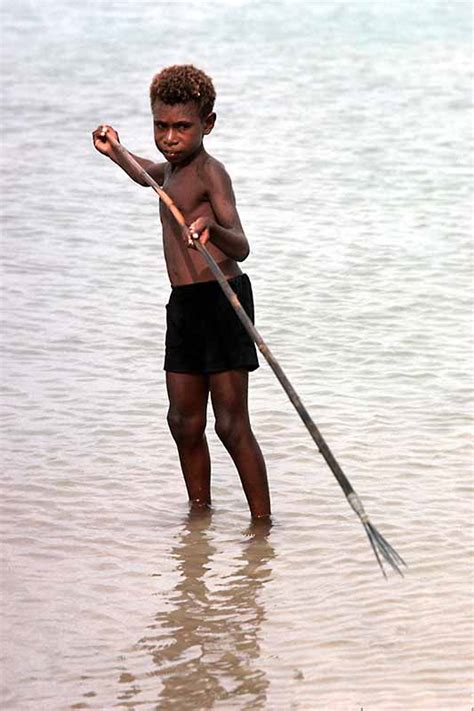 Spear Fishing Children Torres Strait Islands Australia Ozoutback