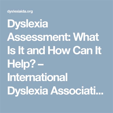 Dyslexia Assessment What Is It And How Can It Help International