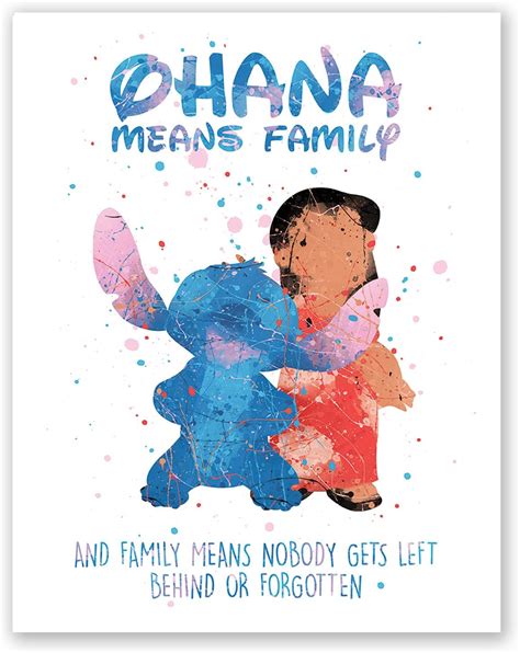 Lilo And Stitch Print Poster Disney Watercolour Framed Canvas Wall Art