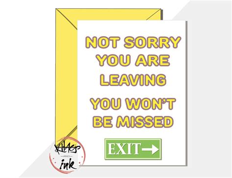 Funny Leaving Card Not Sorry You Are Leaving You Wont Be Etsy Uk