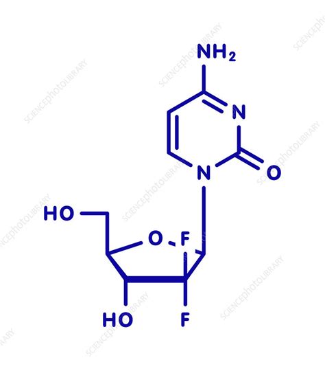 Gemcitabine Chemotherapy Drug Molecular Model Stock Image F025