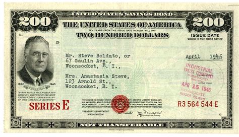United States 200 Dollar Savings Bond Rarest Denomination