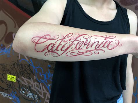 Custom California Writing Tattoo Writing Tattoos Free Hand Tattoo