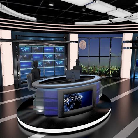 Tv Virtual Stage News Room Studio 027 3d Model Buy Tv Virtual Stage