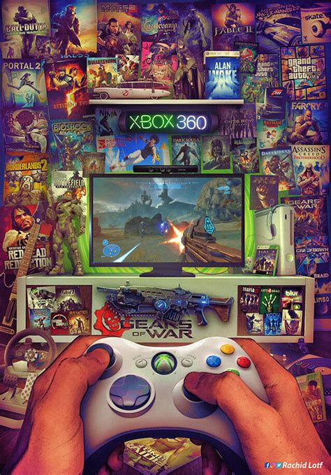 Artstation Xbox 360 Rachid Lotf Retro Games Wallpaper Gaming