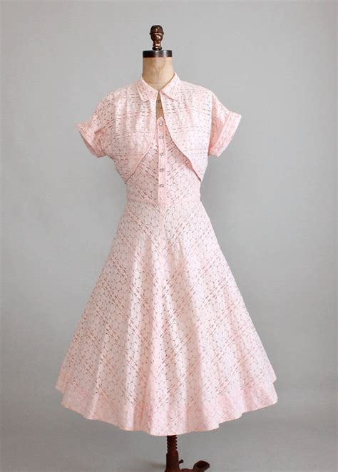 Vintage 1950s Pink Lace Party Dress And Bolero Jacket Raleigh Vintage