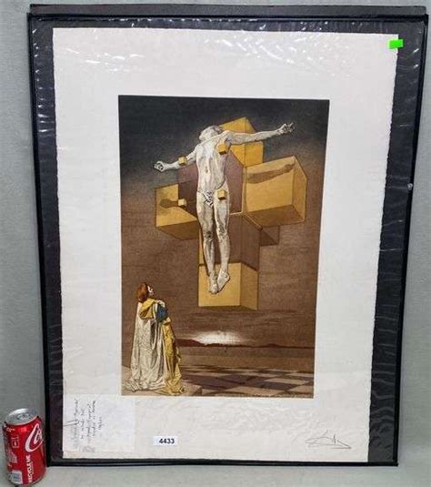 Salvador Dali Crucifiction Hypercube Signed Print With Fingerprint On
