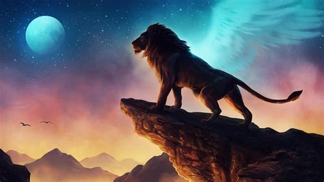 Download 1920x1080 Wallpaper King Of Forest Lion Fantasy Art Full