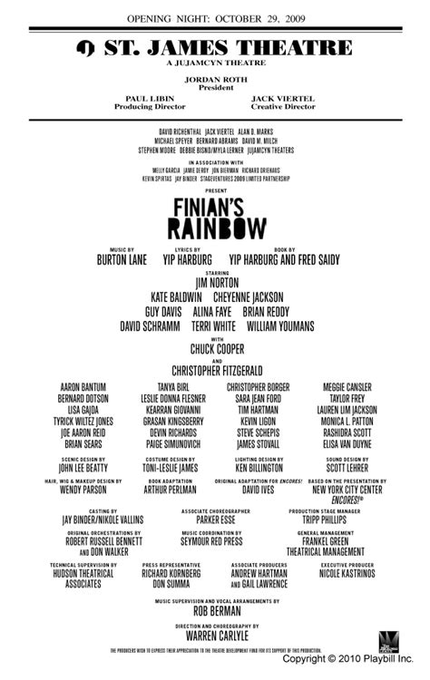 Finians Rainbow Broadway St James Theatre 2009 Playbill