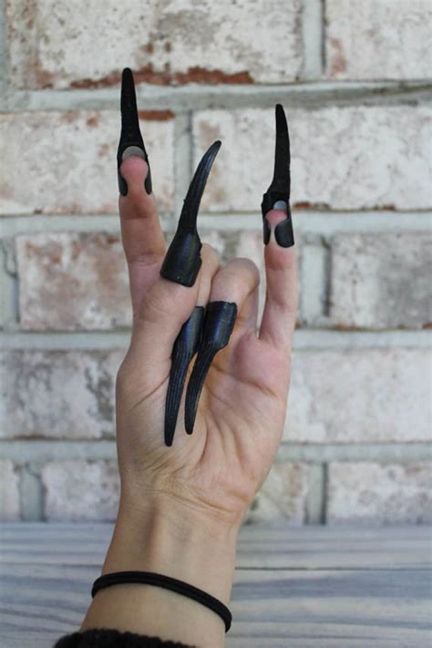 Vintage Black Witches Nails Long Fake Plastic Witch Etsy