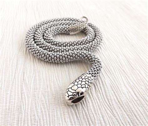 Silver Snake Necklace Serpent Necklace Snake Choker Snake Etsy