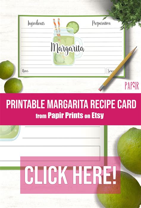 Printable Margarita Recipe Card Printable Word Searches