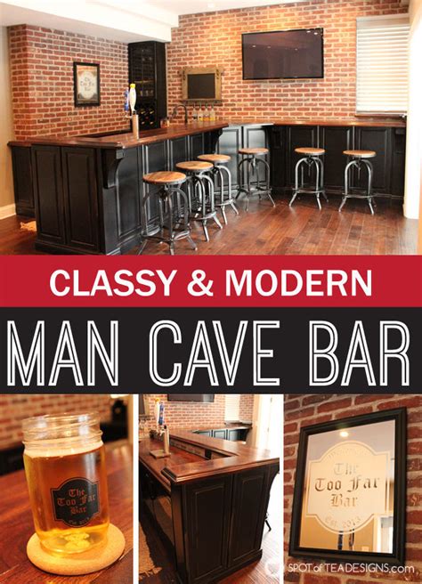Sometimes the best way to get ideas for your man cave starts with the little details, as shown in the example photo. A Classy Take on the Man Cave Basement Bar | Spot of Tea ...
