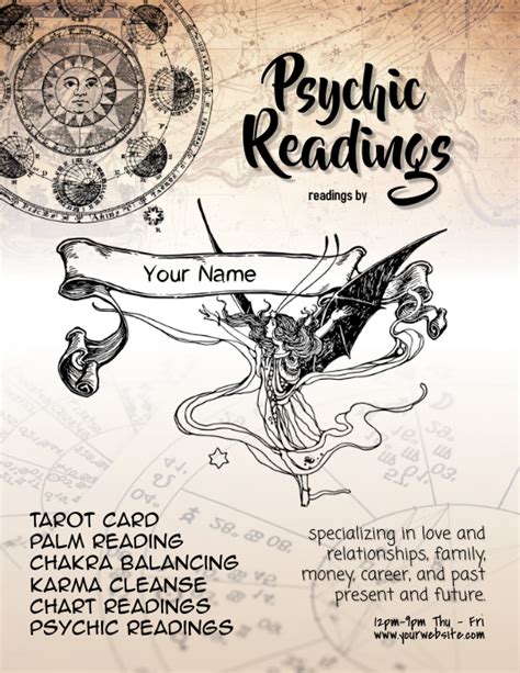 Psychic Tarot Palm Reading Flyer Template Postermywall