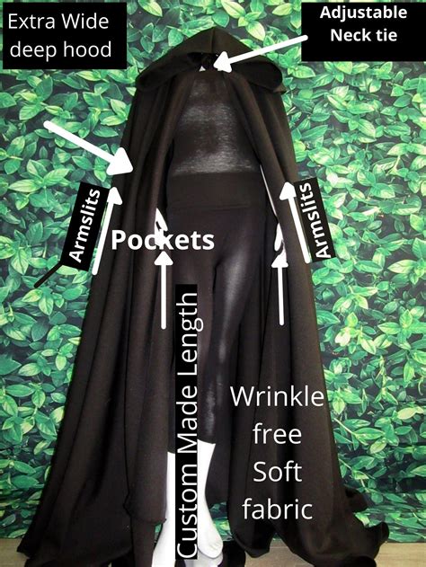 Black Full Circle Cloak Hooded Cloak Armslitspockets Cloak Etsy Canada