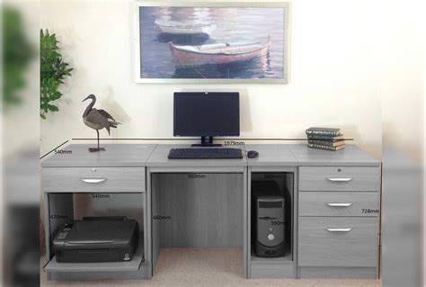 Small Office Desk Set With 13 Drawers Printer Shelf