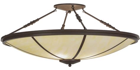 These fixtures tend to be more decorative than their flush mount. Meyda 146505 Commerce LED Semi-Flush Mount Ceiling Fixture