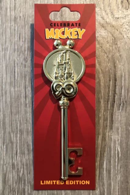 Disney Mickey Mouse 90th Birthday Celebration Jumbo Gold Key Pin Castle