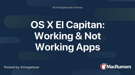 OS X El Capitan: Working & Not Working Apps | MacRumors Forums