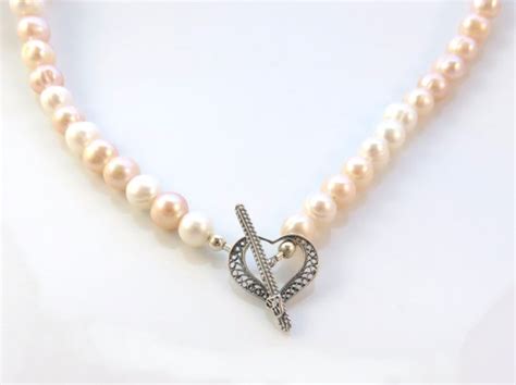 Items Similar To Blush Pink Pearl Heart Necklace Pearl Choker