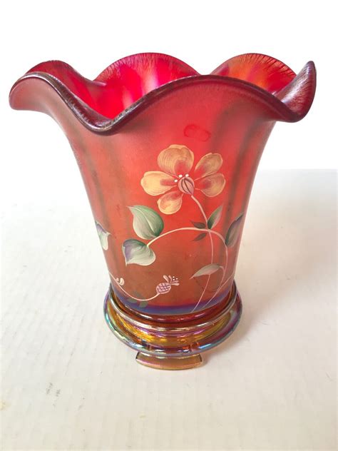 Frank M Fenton 1905 Hand Painted 100th Anniversary Founder S Ruby Flip Vase Red Ebay