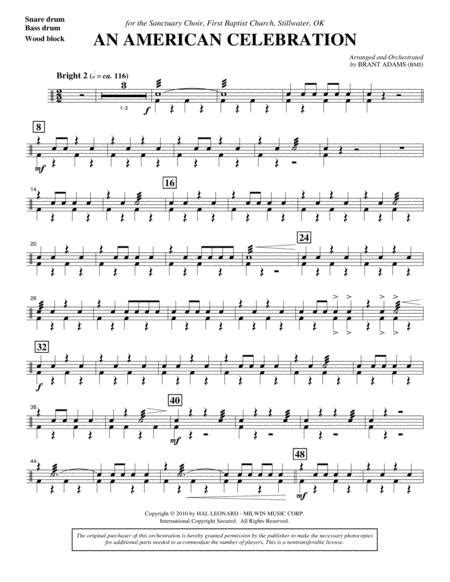 When creating a drum legend, try to assign the instruments to lines or spaces that will make the drum music easy to read. An American Celebration - Snare Drum/Bass Drum By Don Raye ...