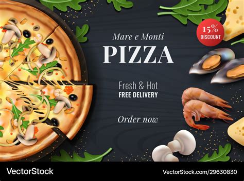 Realistic Pizza Background Menu Poster Royalty Free Vector