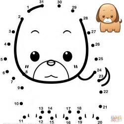 Connect dot to dot by number and bring to life mysterious pictures! Cute Baby Dog dot to dot | Free Printable Coloring Pages