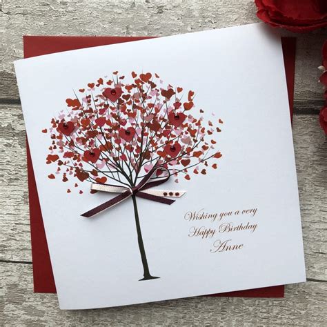 A little card to say hello from the whole family, and that we're thinking of you. Handmade Birthday Card 'Heart Tree' - Handmade Cards -Pink ...
