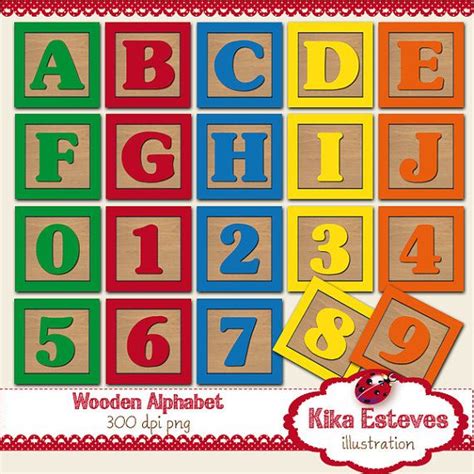 Baby Blocks Alphabet And Numbers Digital Clipart Wooden Etsy In 2021