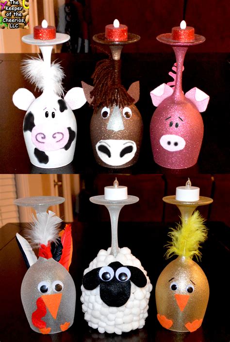 Farm Animal Wine Glass Candle Holders The Keeper Of The