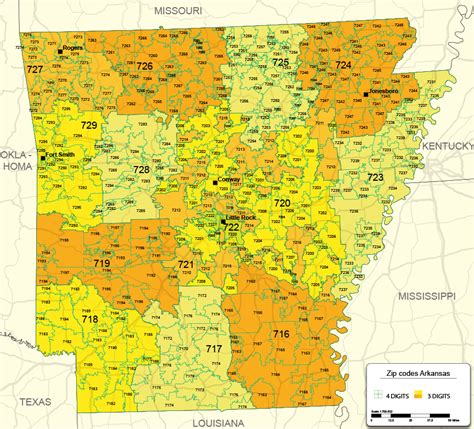 Arkansas Zip Code Map Including County Maps