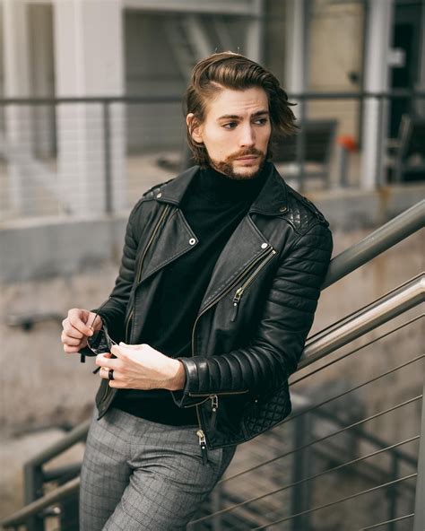 Turtleneck And Leather Jacket Black Leather Jacket With For Men Ideas Outfits Lookastic