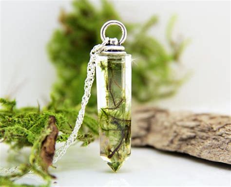 Moss Necklace Crystal Necklace Real Plant Jewellery Musgo Real O