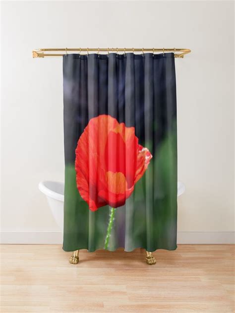 Poppy Flower In A Vineyard Shower Curtain By Anna Lemos Shower