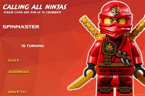 Ninjago Birthday Invitations Free Printable