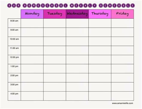 A Printable Schedule For The Week With Pink And Purple Dots On It