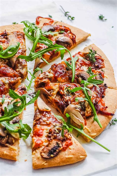 Healthy Food Rustic Pizza Recipe With Garlic And Mushrooms