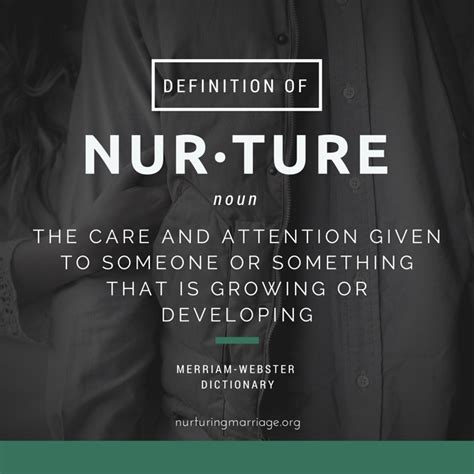 The Definition Of Nurture The Care And Attention Given To Someone Or Something That Is Growing