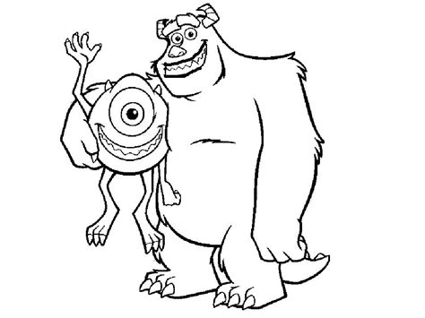 Mike and sulley in university coloring page. Mike Wazowski And James P Sullivan