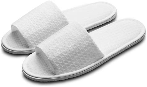 Echoapple 10 Pairs Of Waffle Open Toe White Spa Slippers Two Size Fit