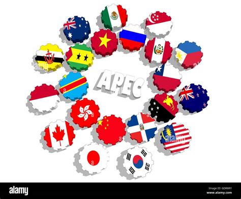 Asia Pacific Economic Cooperation Members National Flags Stock Photo