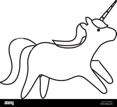 Cute Unicorn Icon Over White Background Vector Illustration Stock
