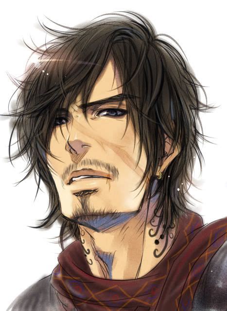 A Drawing Of A Man With Black Hair And Piercings On His Ears Wearing A Leather Jacket