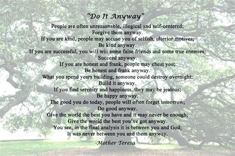 Mother Teresa Quotes Do It Anyway Plus Top Mother Quotes